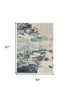 2' X 4' Ivory And Teal Blue Abstract Power Loom Non Skid Area Rug